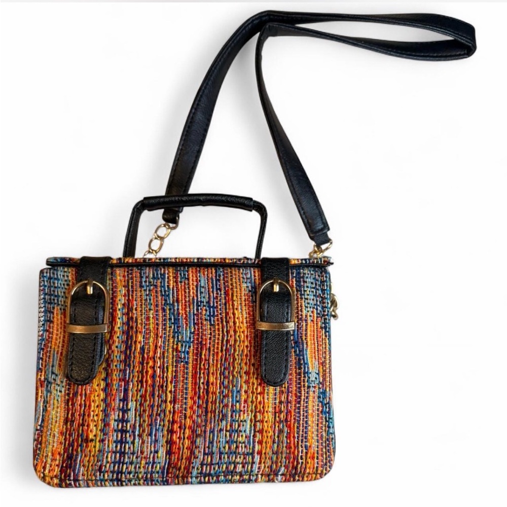 Boho Woven Box Bag with gold hardware